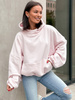 Bawełniana BLUZA z drapanego dresu z kapturem na stójce z kieszeniami kangurka baby pink E1