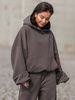 Viralowa Dresowa bawełniana BLUZA z kapturem oversize szeroka dark mokka E644