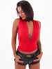 Dopasowana bluzka z sexy dekoltem czerwona b104 kk01