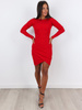Bawełniana sukienka kopertowy dół z prążka czerwona a263 k01