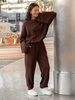 Codzienny KOMPLET dres ze swetrowej dzianiny oversizowa bluza i luźne spodnie ze ściągaczami brązowy X452 k01