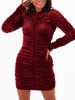 Welurowa sukienka marszczona bordowa c354 k01
