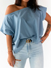 Luźna bawełniana bluzka oversize blue D156 k01