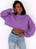 Krótka bawełniana oversizowa bluza dresowa liliowa C100 k01