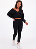 Dres komplet bluza z dekoltem v+spodnie czarny b139 k01
