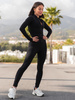 Dopasowany modelujący KOMPLET z poliamidem bluza ze stójką i spodnie legginsy czarny X70 k01