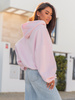 Oversizowa BLUZA z kapturem zapinana na zamek bluzowana kangurka z bawełnianej dresówki baby pink X1