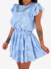 Asymetryczna sukienka z falbankami baby blue c223 k01