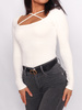 Bluzka z elastycznej dzianiny z dekoltem ecru d021 k01