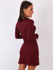 Bawełniana trapezowa sukienka z prążka bordowa b19 kk01