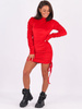 Welurowa dopasowana sukienka regulowana długość mini midi czerwona b231 k01