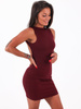 Dopasowana sukienka gołe plecy z prążka bordowa b105 kk01