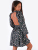 ROZKLOSZOWANA SUKIENKA GOŁE PLECY czarna w kwiatki B160 k01