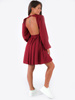 ROZKLOSZOWANA SUKIENKA GOŁE PLECY bordowa B160 k01