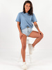 Bawełniany basicowy t-shirt oversize z krótkim rękawem blue d121 k01