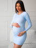 Bawełniana dopasowana ciążowa sukienka z prążka baby blue c174c