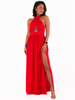 Maxi sukienka z dekoltem typu halter czerwona c306 k01