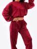LUŹNY WELUROWY DRES KOMPLET BLUZA+SPODNIE bordowy B175 k01