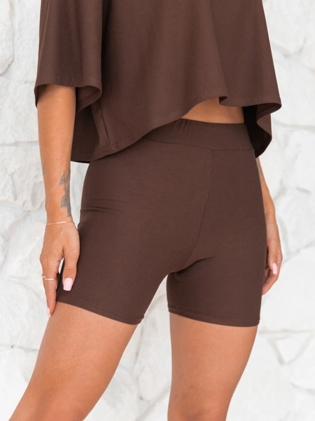 Dopasowane KOLARKI spodenki z wiscozy czekoladowe X200 k01