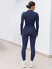 FITNESS / SIŁOWNIA / JOGA dopasowana BLUZA zapinana na zamek z długim rękawem navy blue F104