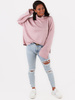 Oversizowy luźny sweter z golfem brudny róż c400 k01