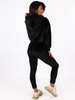 Welurowy dres komplet bluza z kapturem+spodnie czarny C122 k01