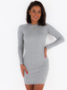Bawełniana dopasowana sukienka mini z prążka szara c174 k01