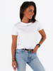 Basic bawełniana bluzka t-shirt krótki rękaw biała c204 k01