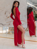 Elegancka dopasowana SUKIENKA maxi z wycięciem na plecach czerwona E637 k01