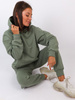 Dresowy komplet bluza kangurka + luźne spodnie khaki b29 k01