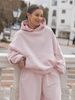Dresowa bluza z bawełny baggy z kangurką i kapturem baby pink X562