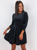 WELUROWA ROZKLOSZOWANA SUKIENKA  czarna A269 k01