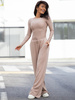 Dopasowane BODY z wiskozy dekolt łódka beż E12 k01
