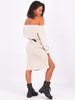 Sweter midi sukienka opuszczana na ramiona beżowy k09