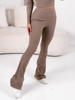 Bawełniane długie SPODNIE LEGGINSY z szerokimi nogawkami z prążkowanej dzianiny coffee E356 k01