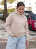 Dresowa bawełniana BLUZA z kapturem regular fit beżowa X554