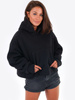 KRÓTKA DRESOWA BLUZA KANGURKA Z KAPTUREM czarna B166 k01