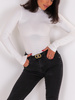 Dopasowana BLUZKA z półgolfem z gładkiej dzianiny biała E530 k01
