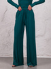 Luźne SPODNIE z szerokimi nogawkami z przeszyciem z wiskozy zielone E648 K01