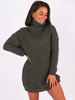 Sweter sukienka z golfem oversize khaki