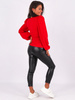 Bawełniana bluzka bufiaste rękawy z prążka czerwona B264 k01