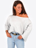 DRESOWA BLUZA OPUSZCZANA NA RAMIĘ OVERSIZE szara B167 kk01