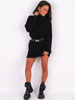 Sweter sukienka z golfem oversize czarny k06