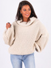 Sweter z golfem oversize beżowy k12