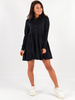 Bawełniana rozkloszowana sukienka na guziki czarna D149 k01