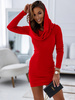 Dopasowana sukienka mini z kominem czerwona c459 k01
