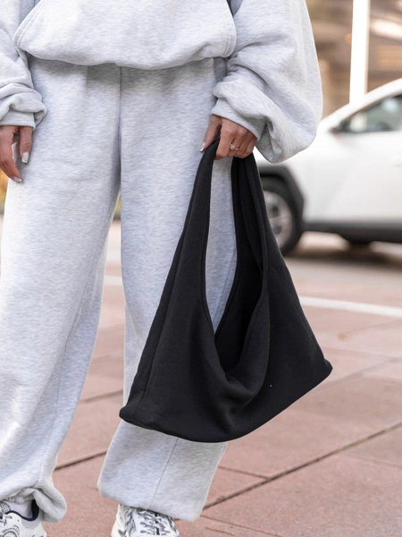 Sportowa TOREBKA z bawełnianego materiału czarna F107