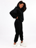 Welurowy dres komplet bluza kangurka + luźne spodnie czarny C104 k01