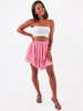 Rozkloszowana zwiewna mini spódnica różowa w cętki b73 k01