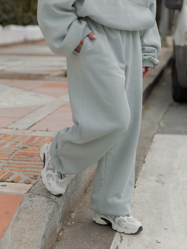 Dresowe bawełniane SPODNIE baggy szałwiowy E643